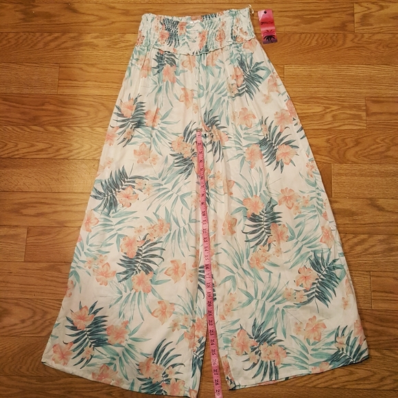 NEW High Waist Wide Leg Tropical Beach Pants - Picture 8 of 8